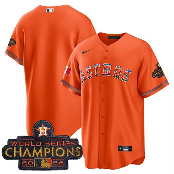 Men's Houston Astros Blank Orange Mexico With World Serise Champions Patch Cool Base Stitched Baseball Jersey